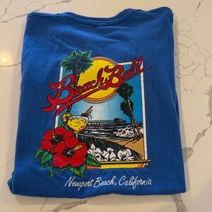 Vintage Blue Short Sleeve Tee with Pocket - Beach Ball Newport Beach California